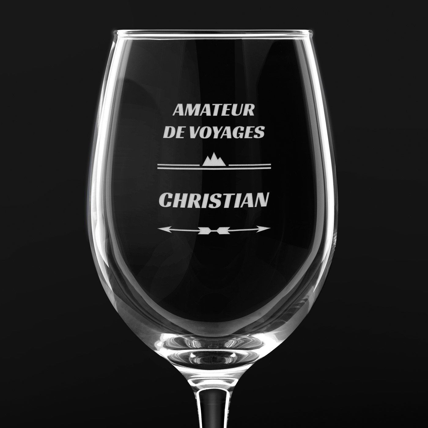 Verre à vin avec gravure pour homme amateur de voyages