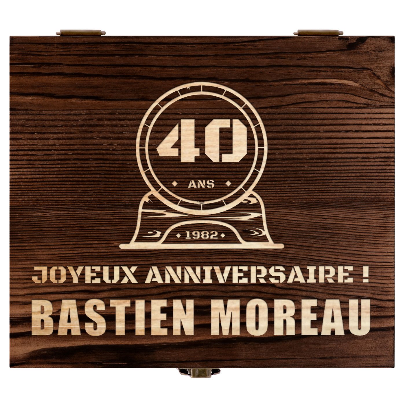 Ensemble de pierres à whisky avec 2 verres dans une boîte avec gravure pour un homme pour ses 40 ans