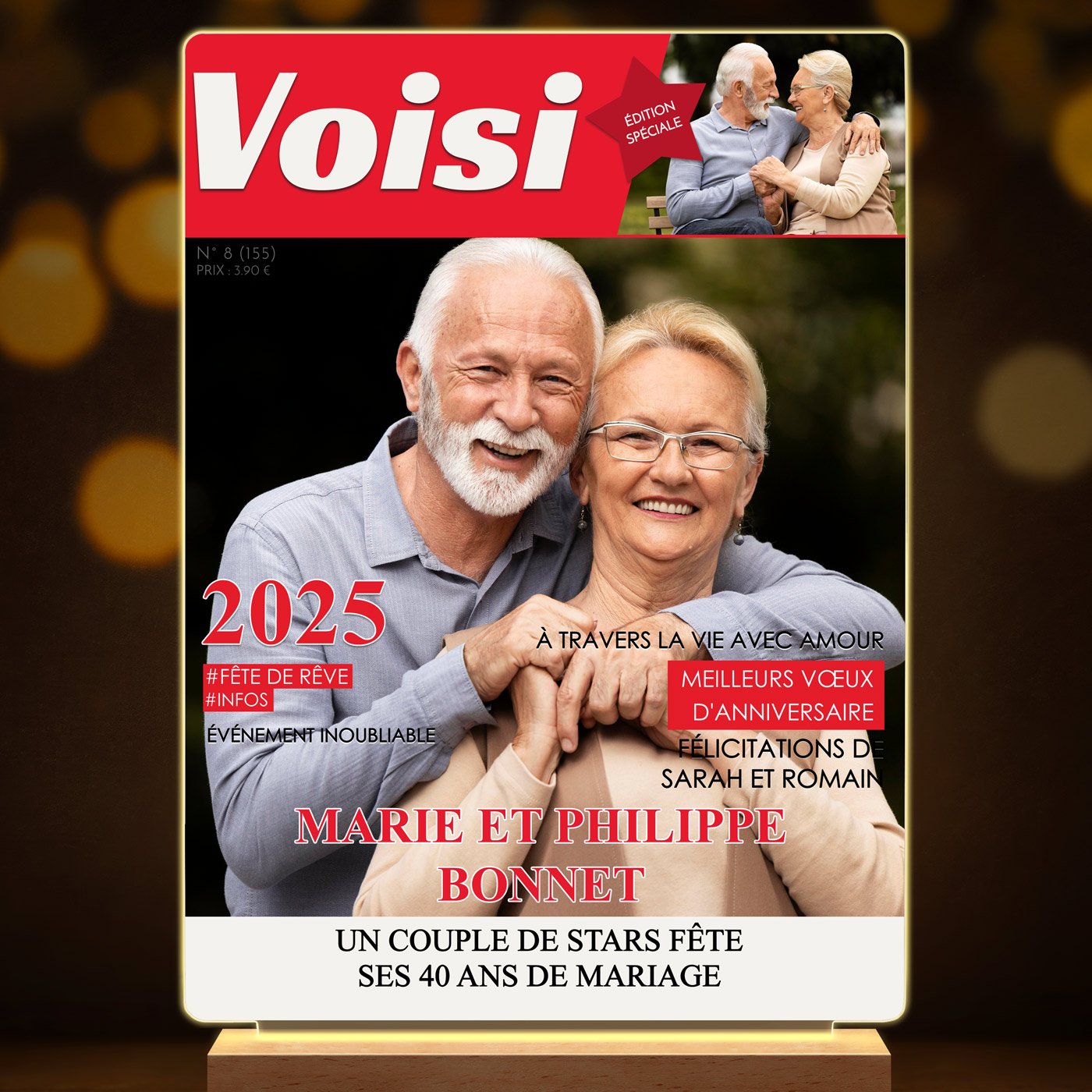 Lampe LED personnalisée de taille XL couverture de magazine Voisi