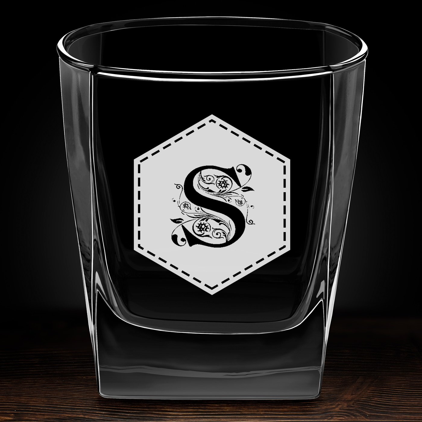 6 verres à whisky avec gravure pour homme avec une initiale