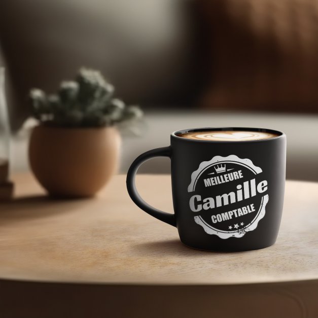 Tasse noire en céramique avec gravure pour elle femme meilleure comptable promotion