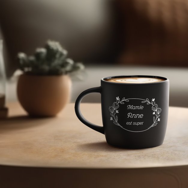 Tasse noire en céramique avec gravure pour elle meilleure grand-mère fête de grand-mère
