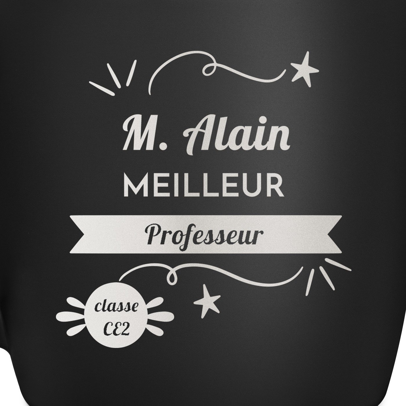 Tasse noire en céramique avec gravure pour lui enseignant anniversaire