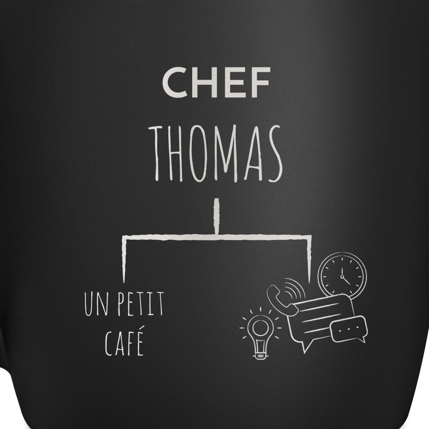 Tasse noire en céramique avec gravure pour lui président boss anniversaire