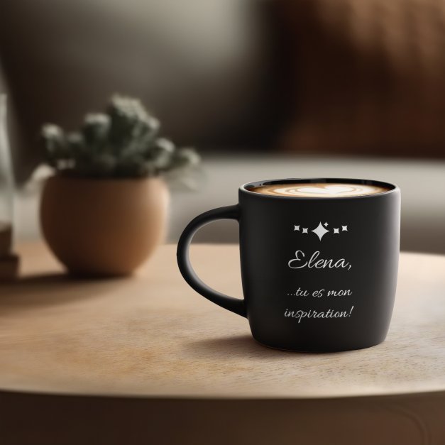 Tasse noire en céramique avec gravure pour femme inspiration anniversaire