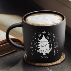 Tasse noire en céramique avec gravure pour lui amoureux copain noel