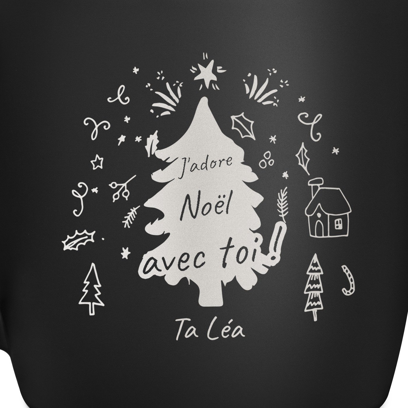 Tasse noire en céramique avec gravure pour lui amoureux copain noel