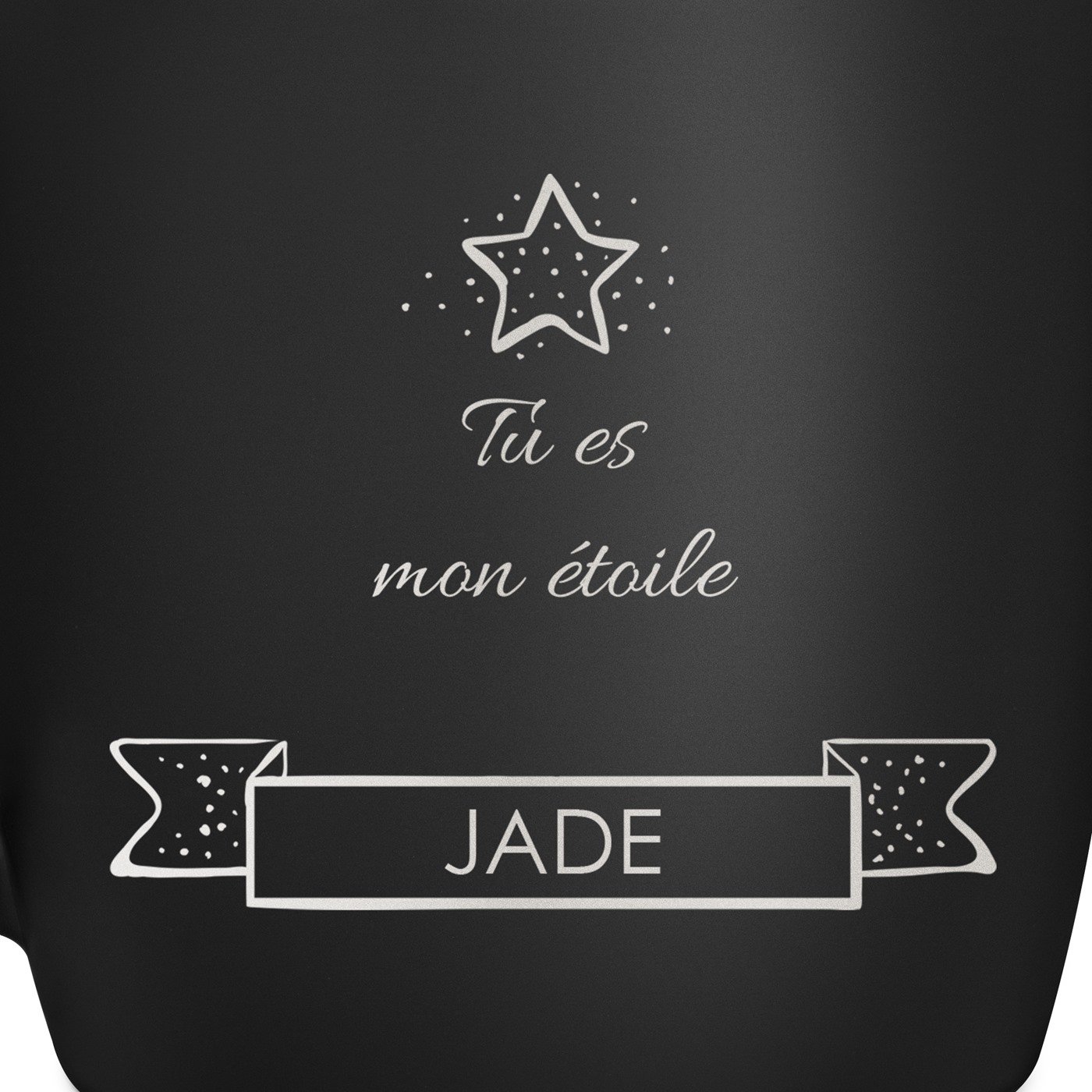 Tasse noire en céramique avec gravure pour elle etoile noel