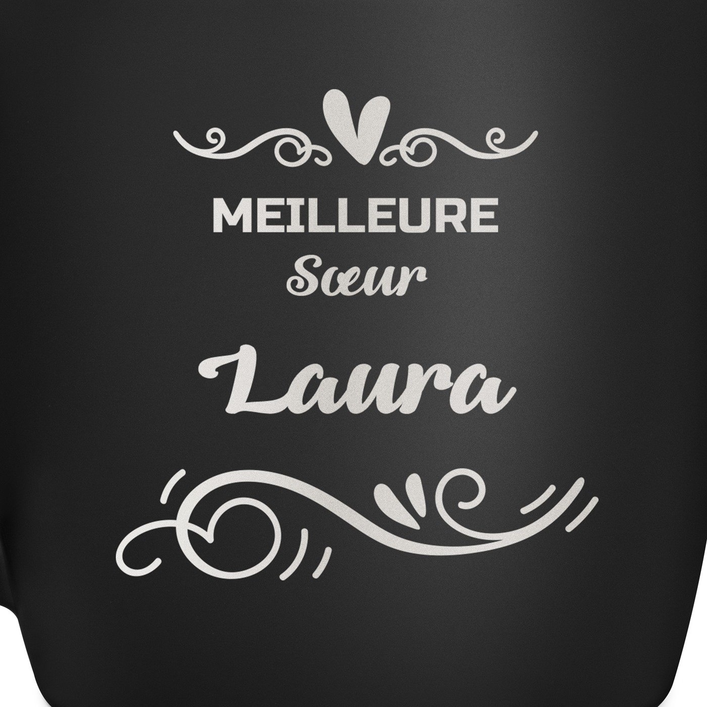 Tasse noire en céramique avec gravure pour elle la meilleure soeur