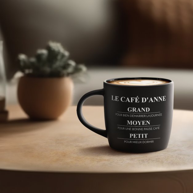 Tasse noire en céramique avec gravure pour elle femme infirmière