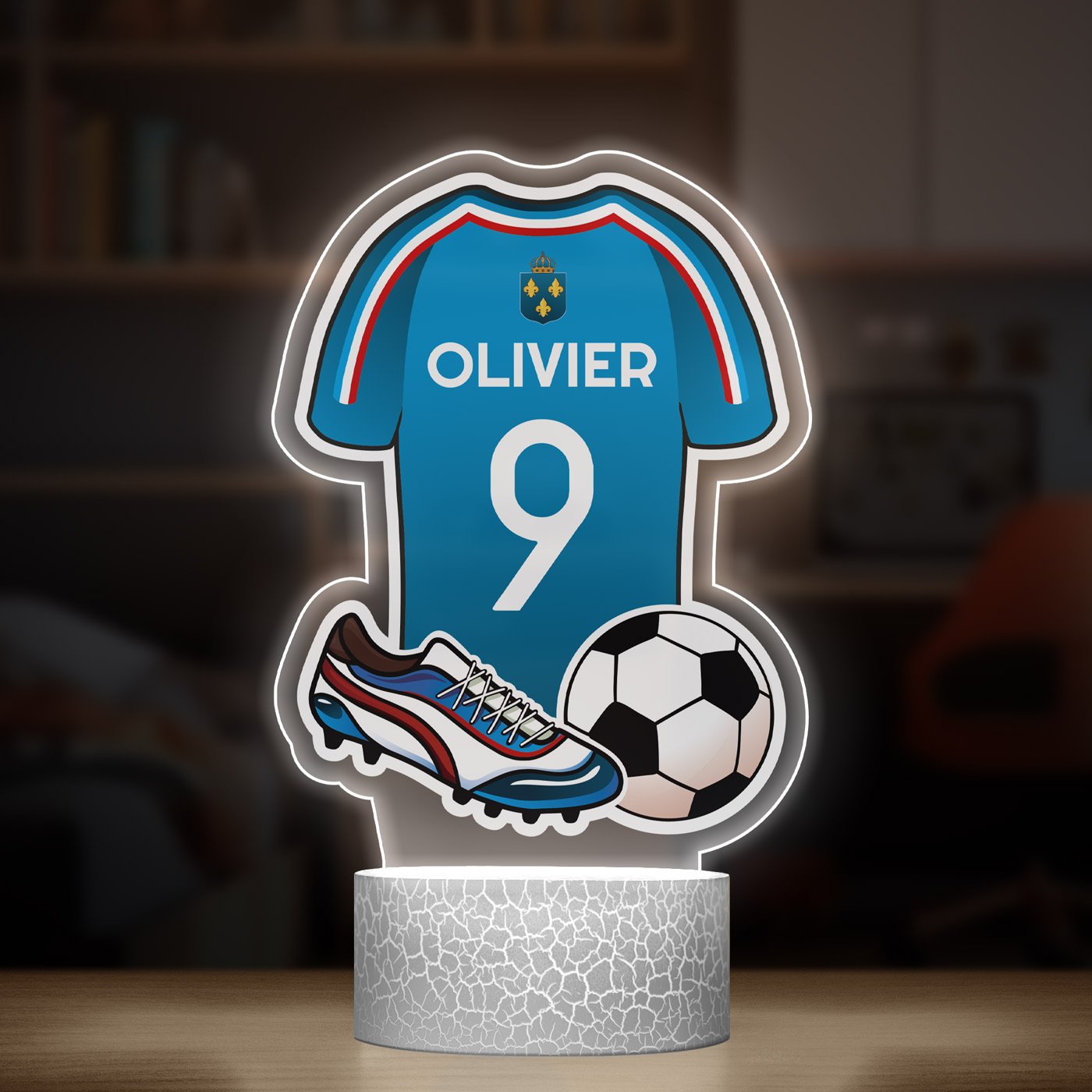 Lampe LED 3D avec impression maillot de football de France