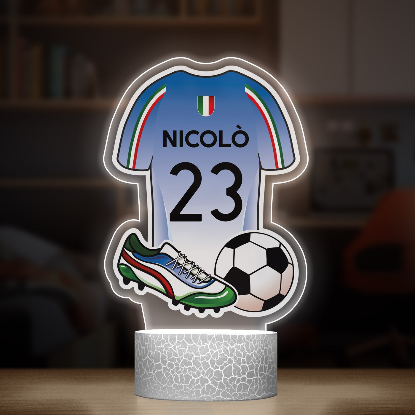 Lampe LED 3D avec impression maillot de football d'Italie