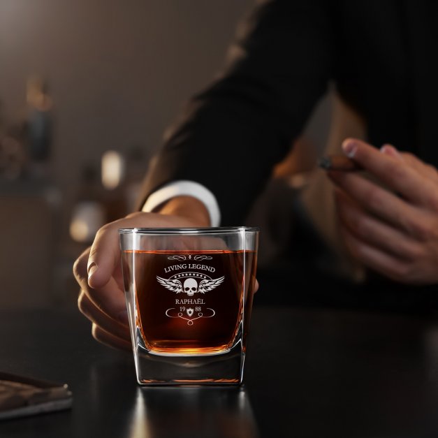 6 verres à whisky avec gravure pour un motard