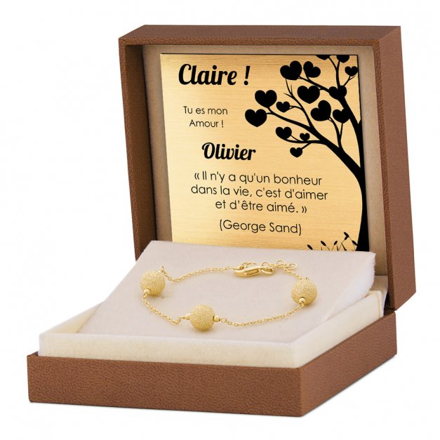 Bracelet en argent massif 925 plaqué or personnalisé pour une femme