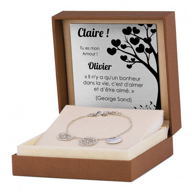 Bracelet en argent massif 925 avec gravure pour une copine