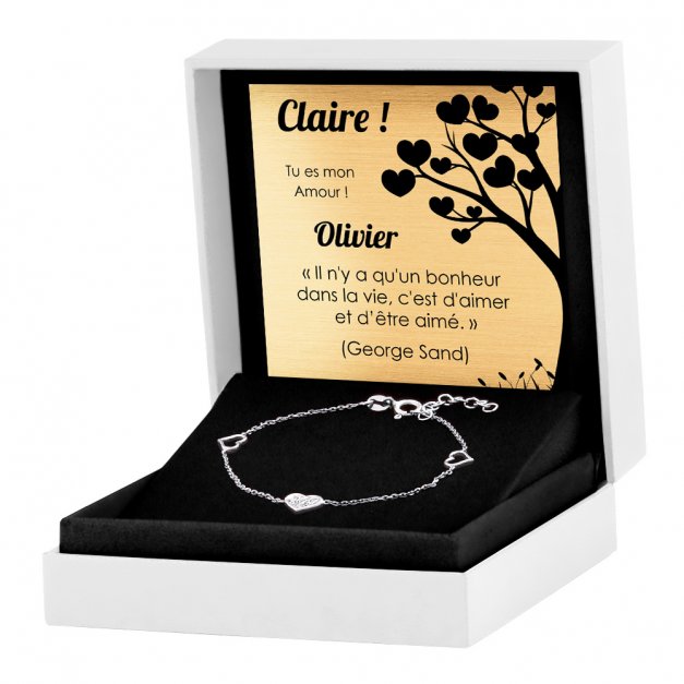 Bracelet en argent massif 925 personnalisé pour une fiancée