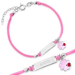 Bracelet cordon en argent 925 avec gravure pour une fille