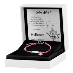 Bracelet cordon en argent sterling 925 avec gravure pour une nièce