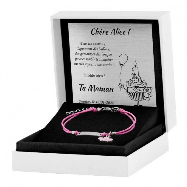 Bracelet cordon en argent 925 (millièmes) personnalisé pour une petite fille
