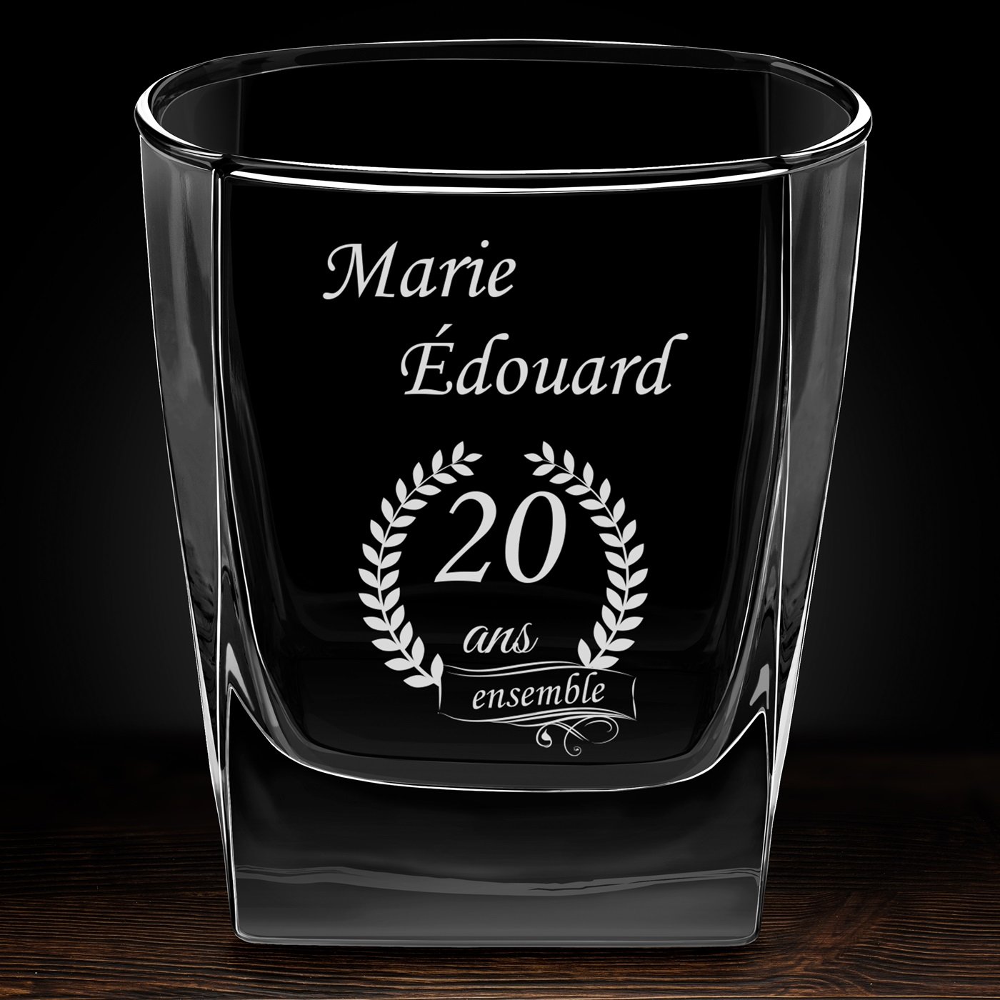 Verre à whisky avec gravure pour couple pour 20 ans de mariage