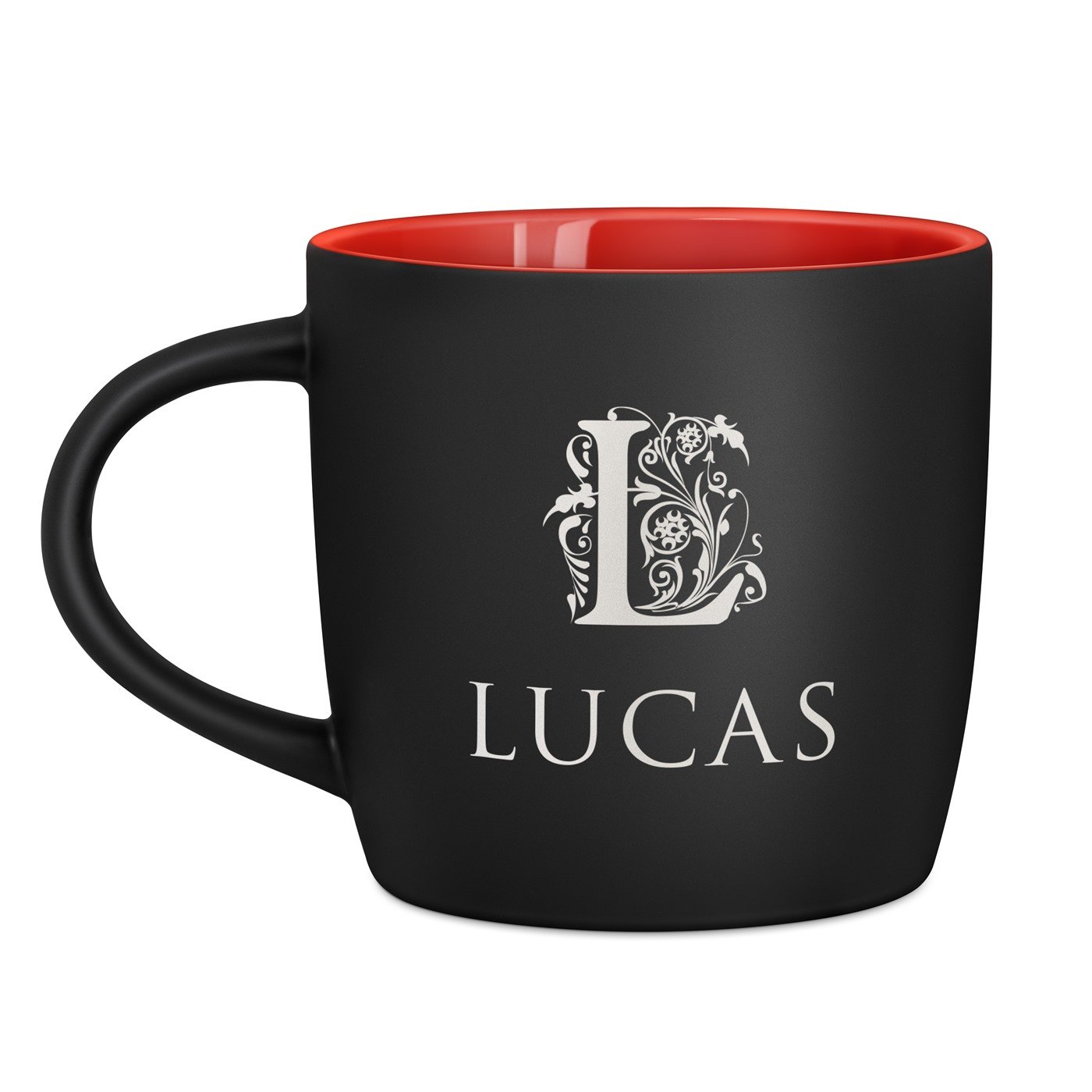Tasse noire fond rouge en céramique avec personnalisation pour lui gentleman anniversaire