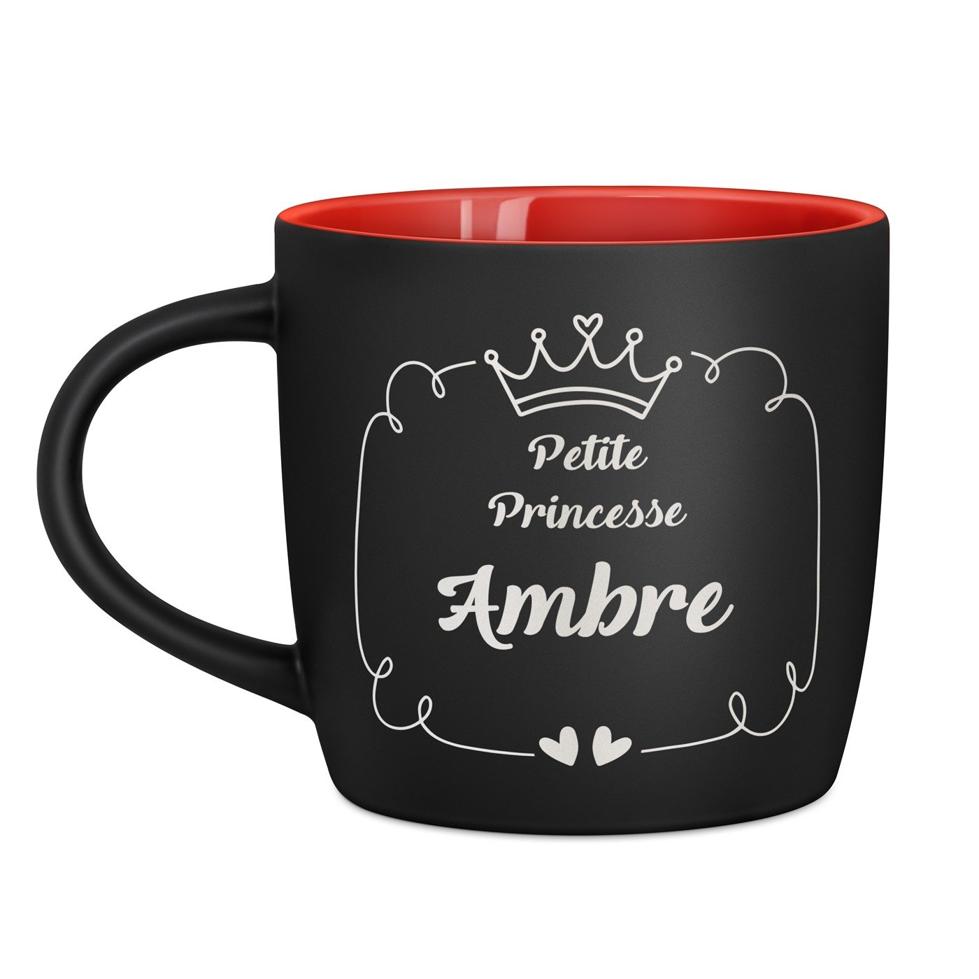Tasse noire fond rouge en céramique avec personnalisation pour fille petite-fille anniversaire