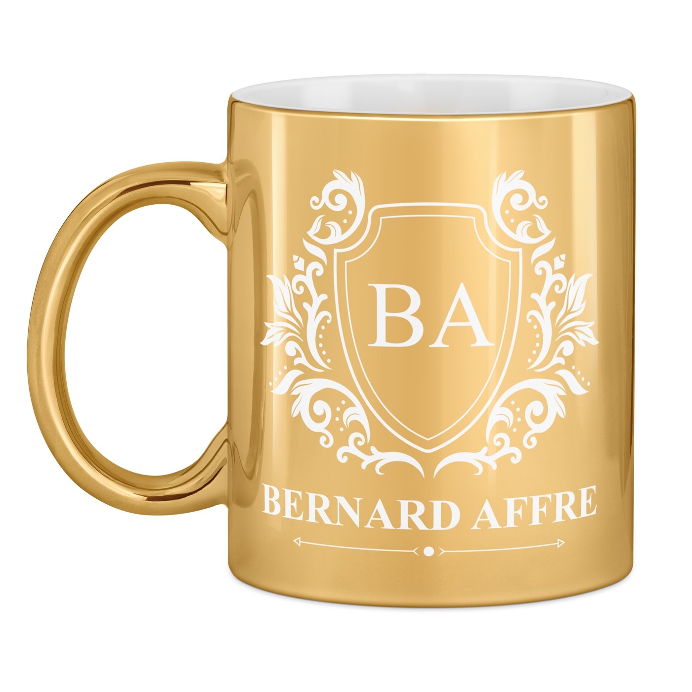 Tasse dorée en céramique avec personnalisation pour lui gentleman 