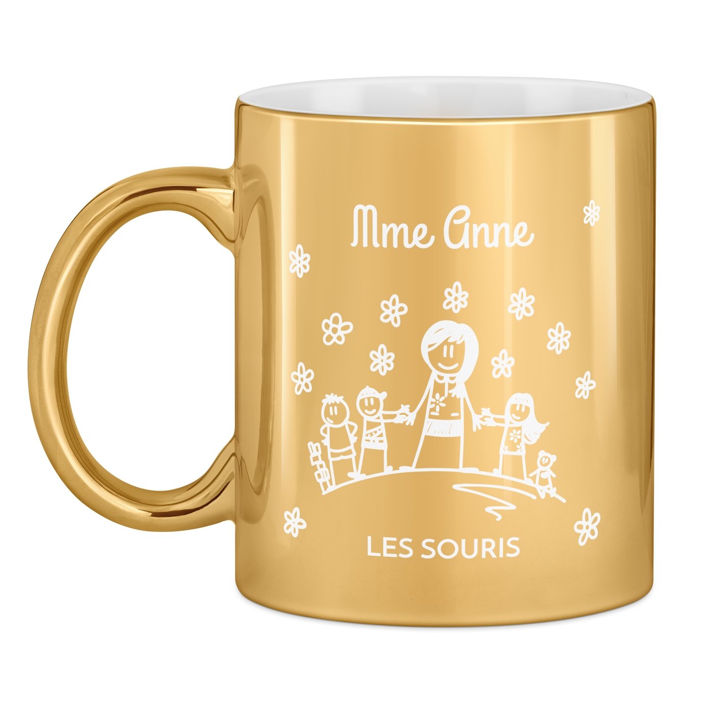 Tasse dorée en céramique avec personnalisation pour enseignant professeur anniversaire