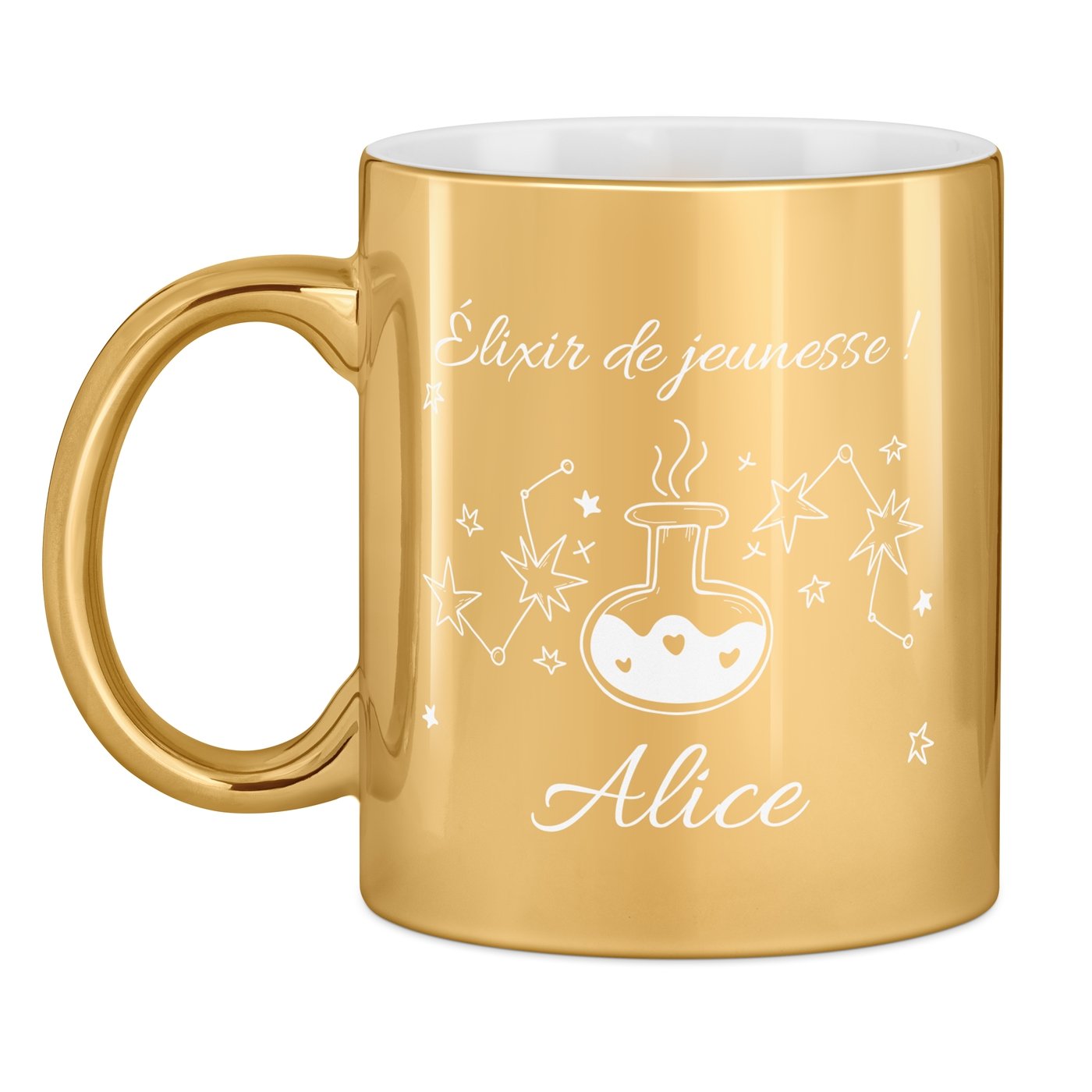 Tasse dorée en céramique avec personnalisation pour petite amie copine anniversaire