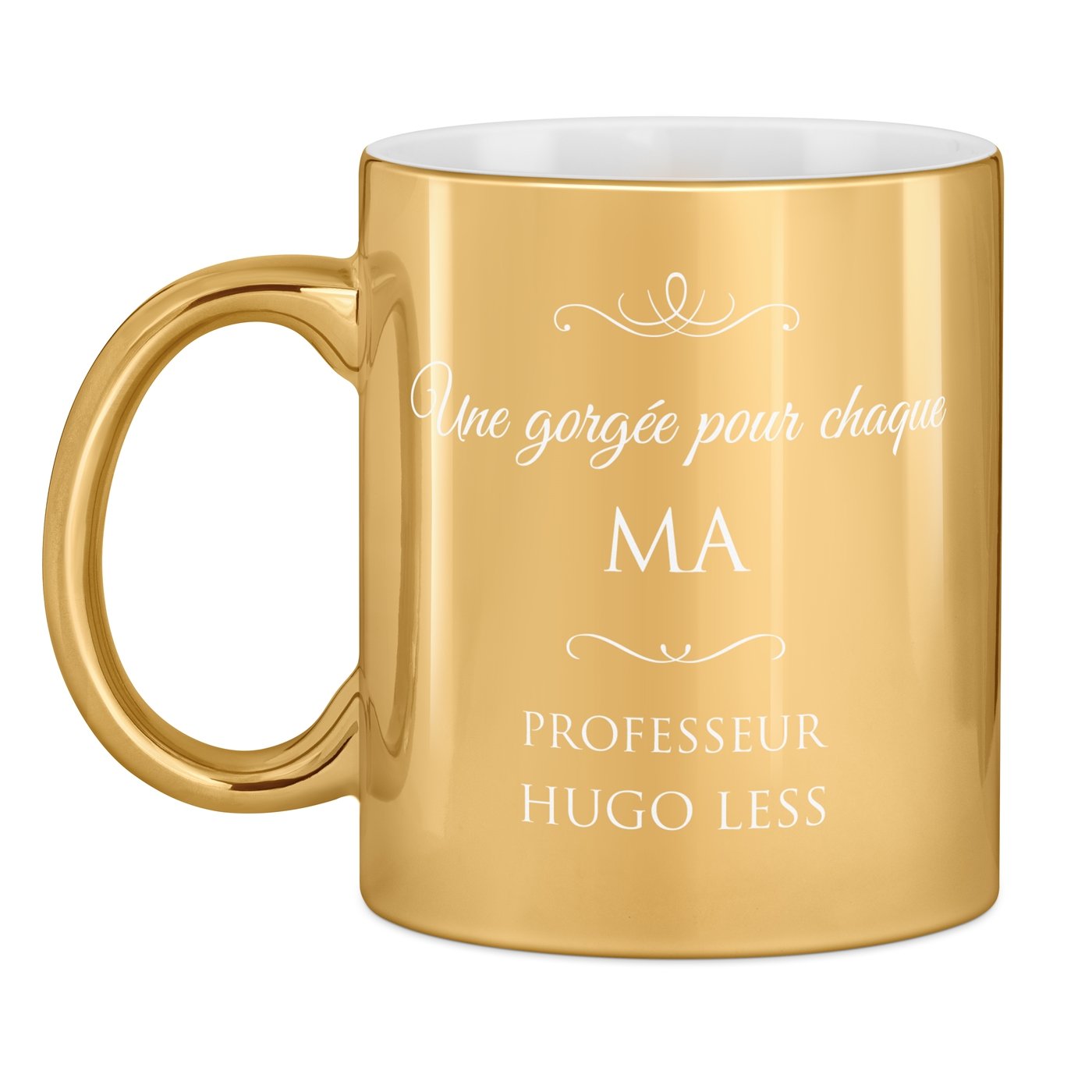 Tasse dorée en céramique avec personnalisation pour lui promoteur anniversaire