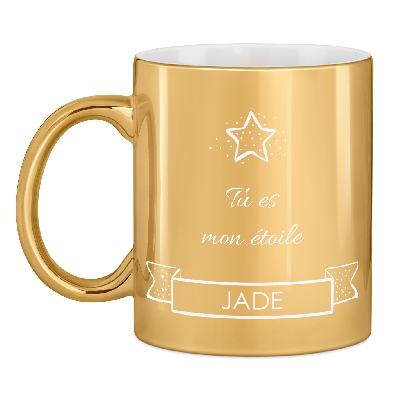 Tasse dorée en céramique avec personnalisation pour fille petite fille noel