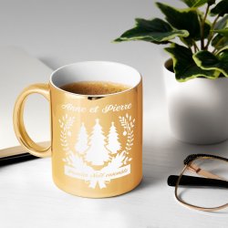 Tasse dorée en céramique avec personnalisation pour couple copain copine noel