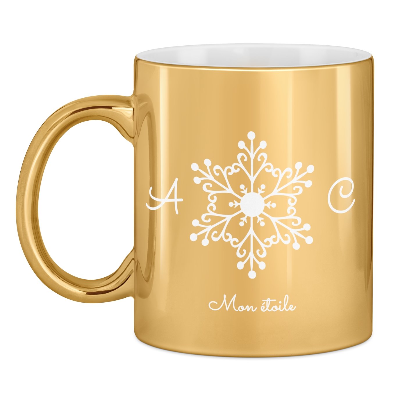 Tasse dorée en céramique avec personnalisation pour couple copain copine noel