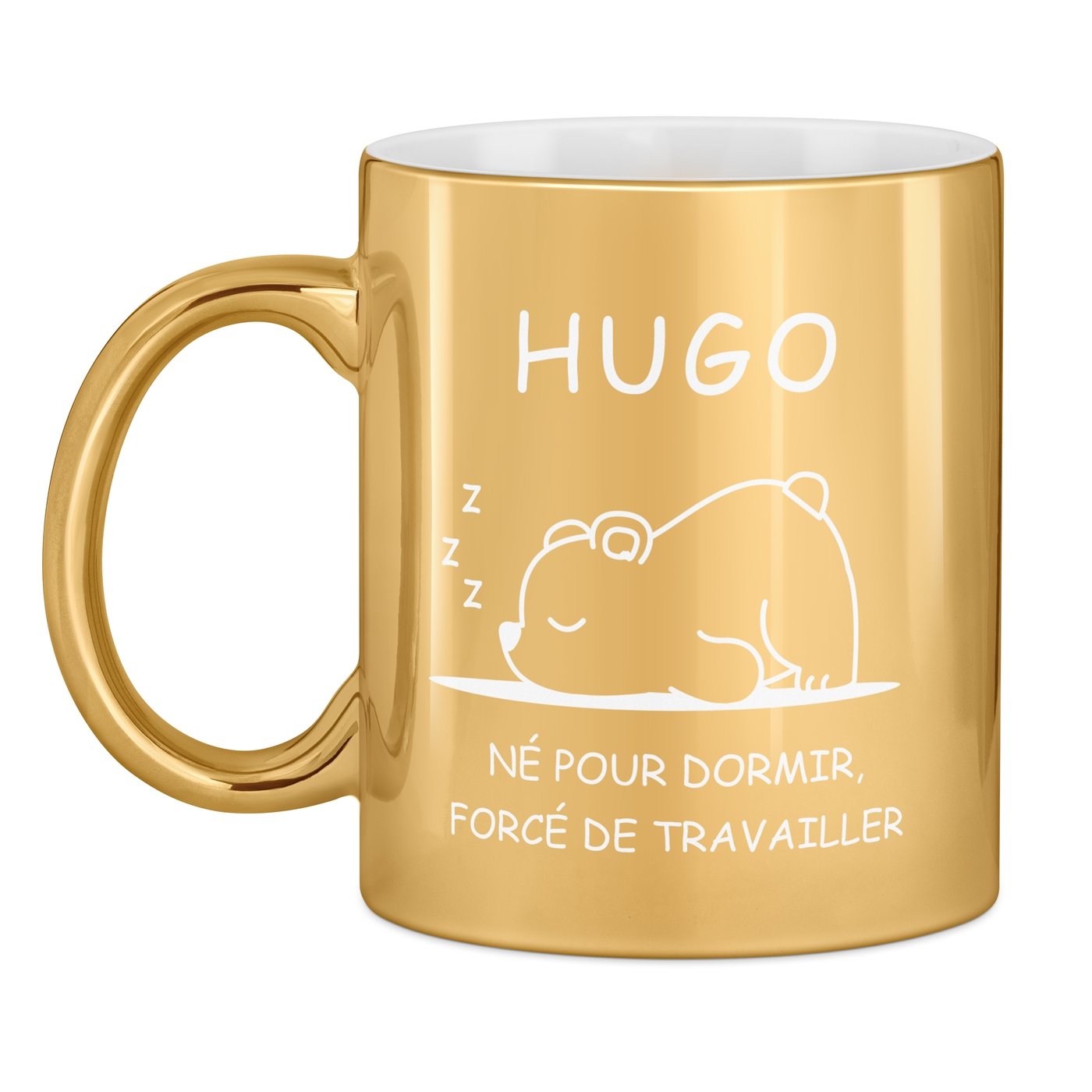 Tasse dorée en céramique avec personnalisation pour paresseux collegue anniversaire