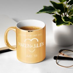 Tasse dorée en céramique avec personnalisation pour copain anniversaire saint valentin