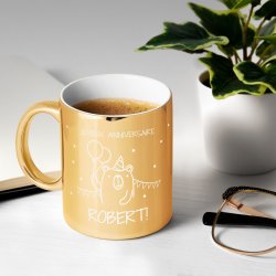 Tasse dorée en céramique avec personnalisation pour garçon petit fils anniversaire