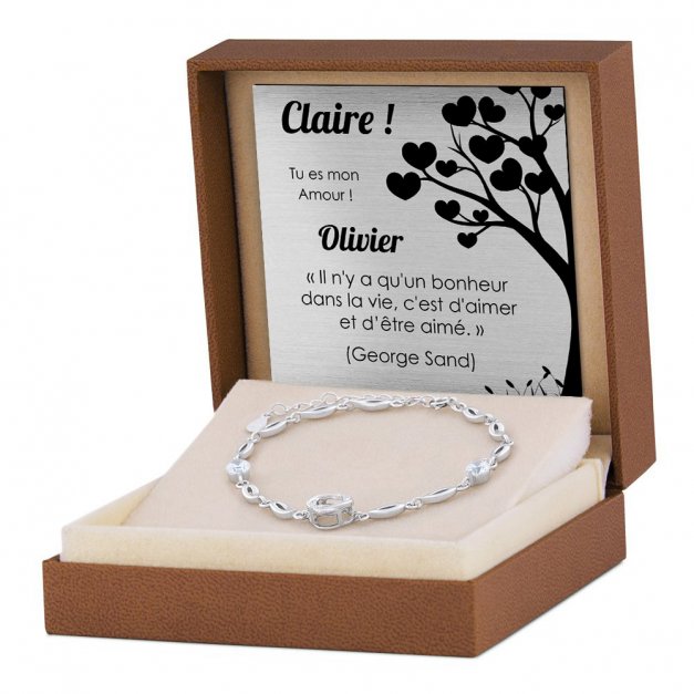 Bracelet en argent massif 925 avec gravure pour une femme