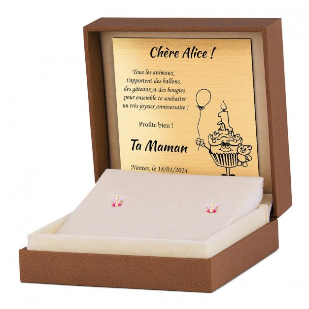 Boucles d'oreilles en argent massif 925 (millièmes) plaqué or pour une petite-fille