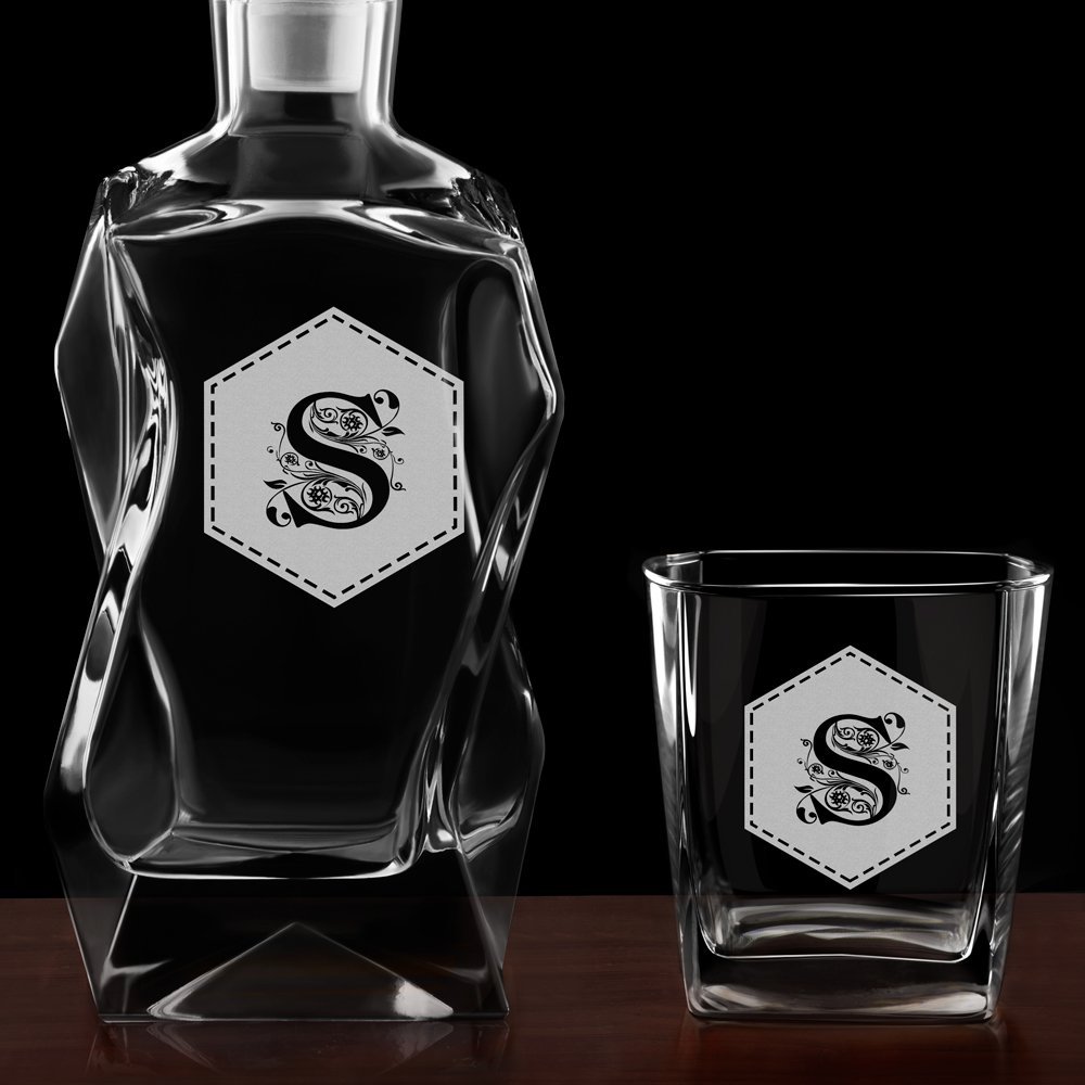 Ensemble Carafe Courbe et 2 verres avec gravure pour un ami