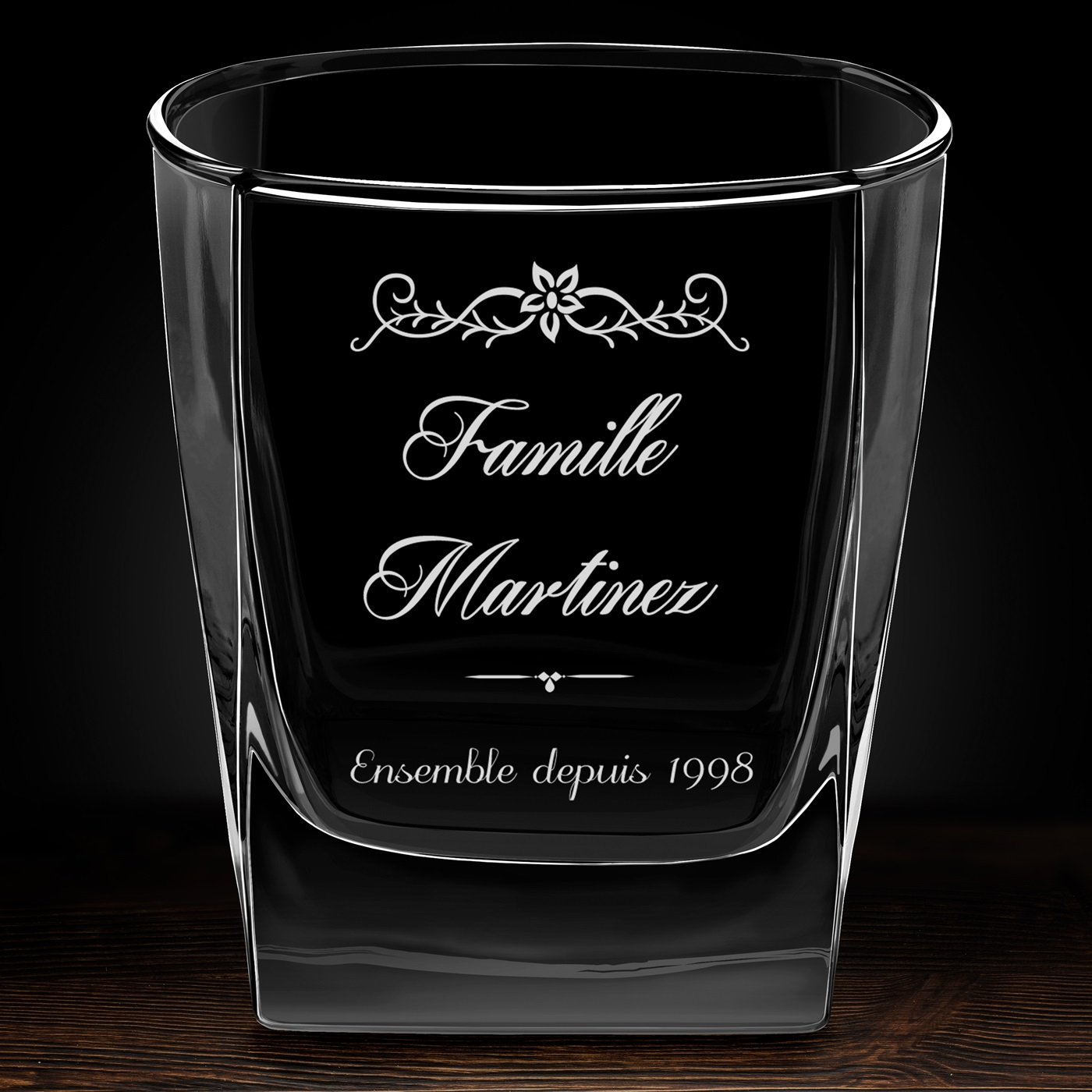 Verre à whisky avec gravure pour couple