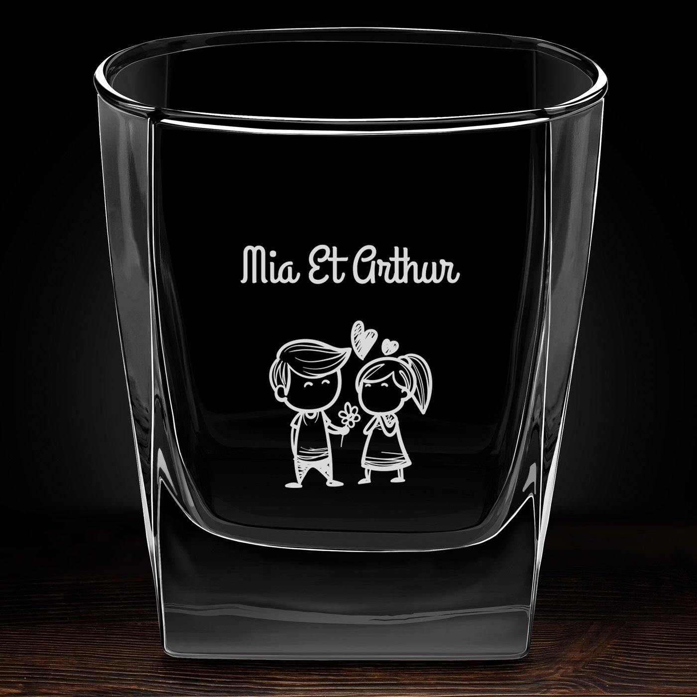 Verre à whisky avec gravure pour des amoureux pour la Saint-Valentin