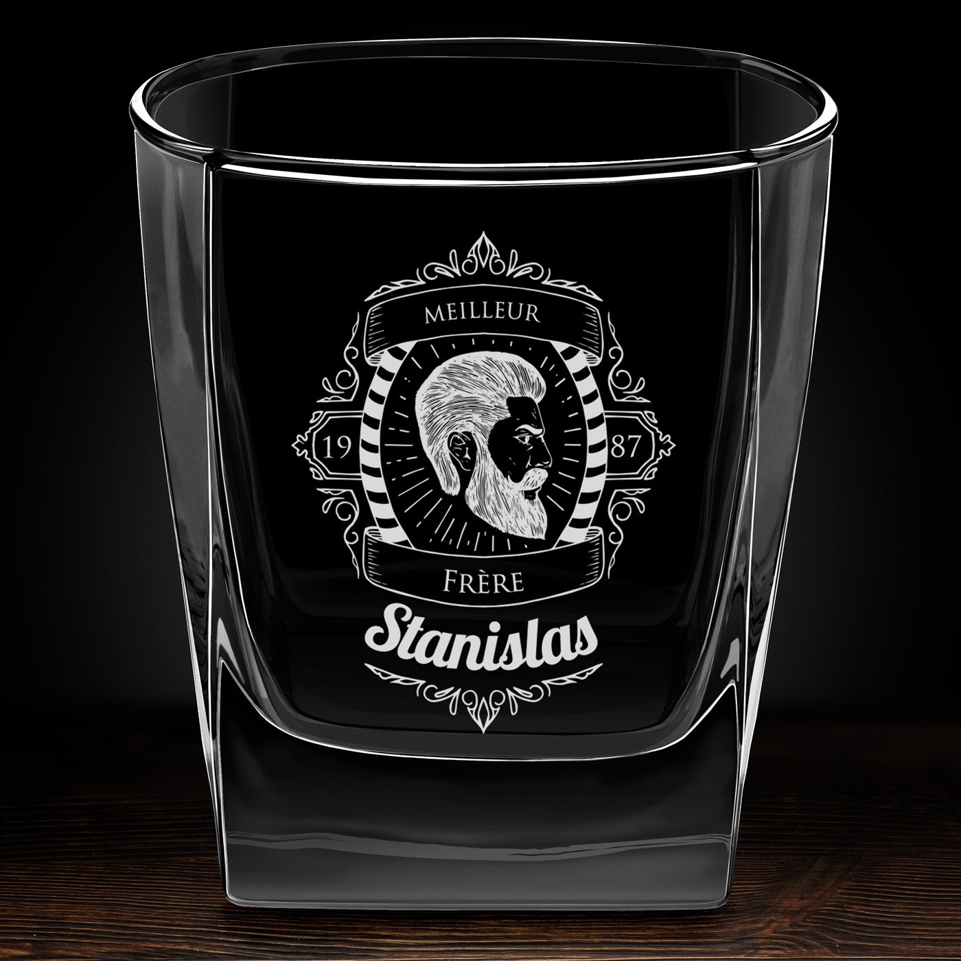 Verre à whisky avec gravure pour frère