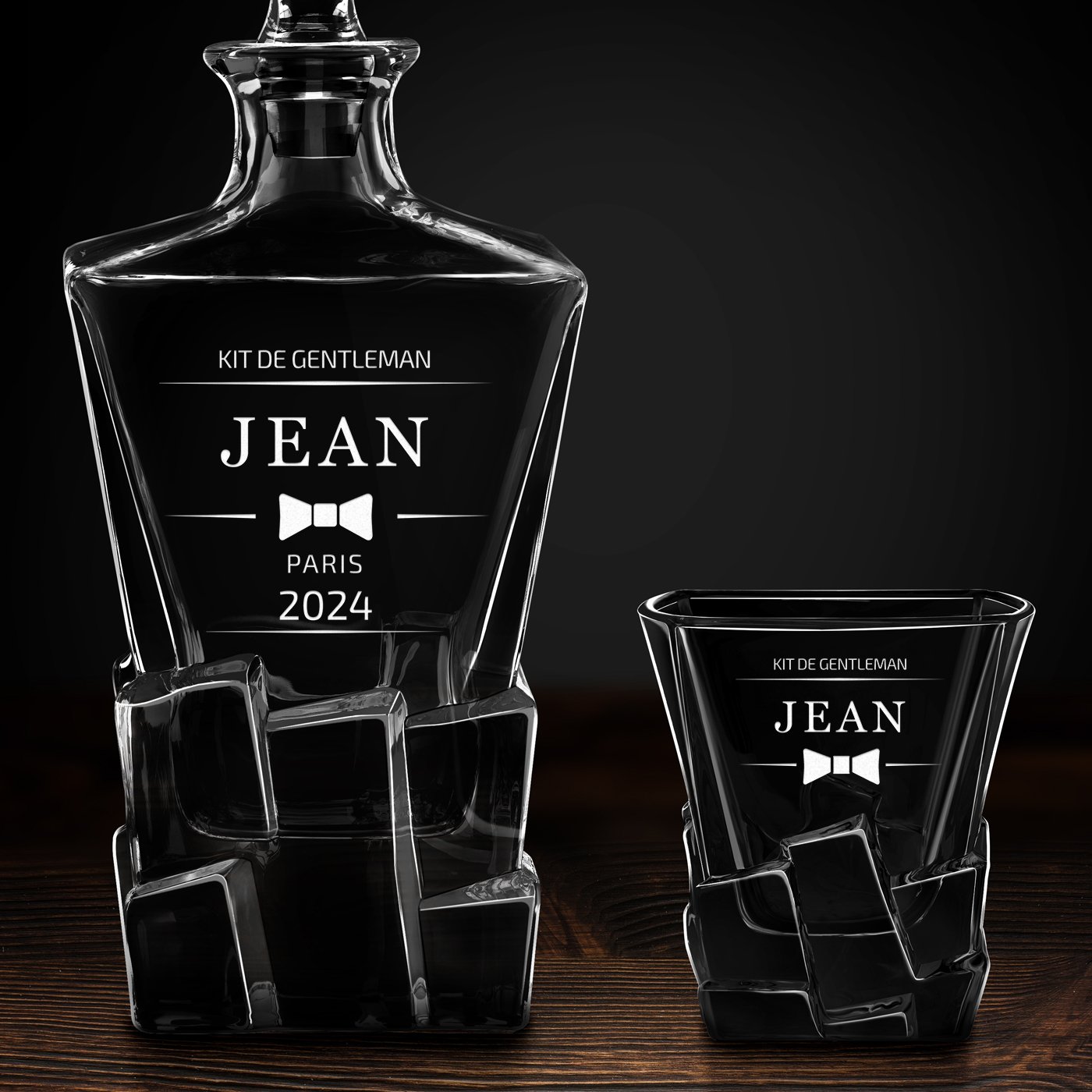 Carafe à whisky Ice Blink et 6 verres avec gravure pour l'anniversaire d'un gentleman