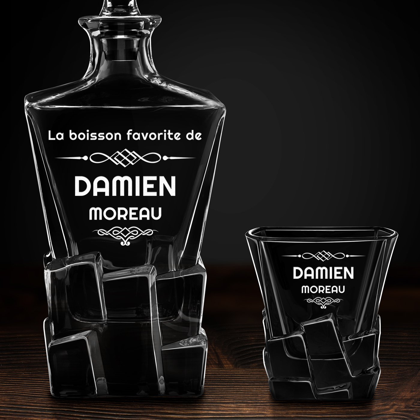 Carafe à whisky Ice Blink et 6 verres avec gravure pour l'anniversaire d'un vrai connaisseur