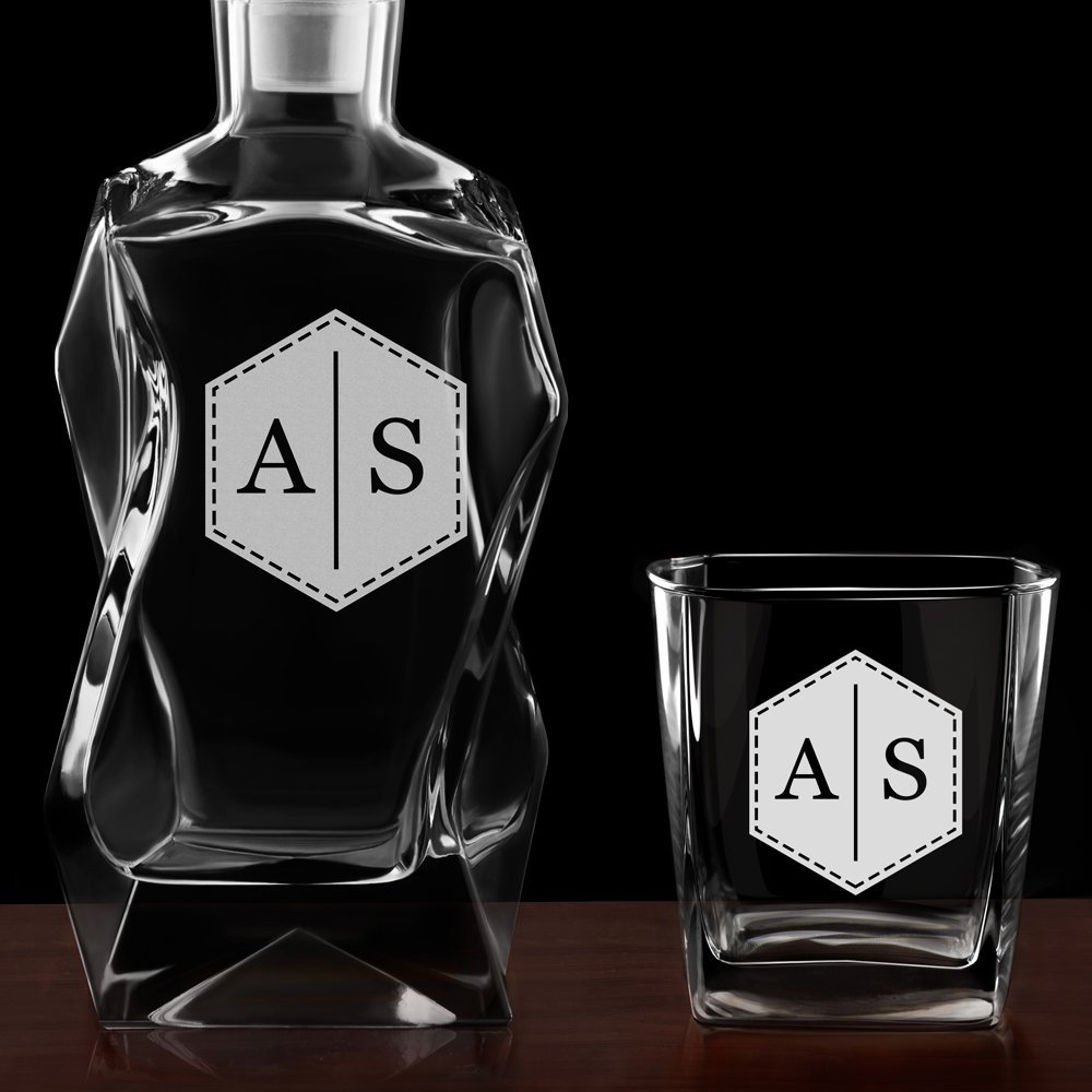 Ensemble Carafe Courbe et 6 verres avec gravure pour un ami ou une amie