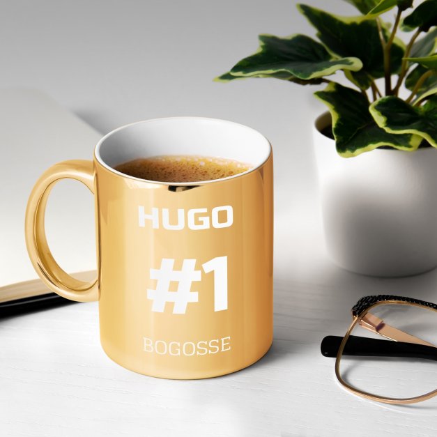 Tasse dorée en céramique avec personnalisation pour copain petit ami
