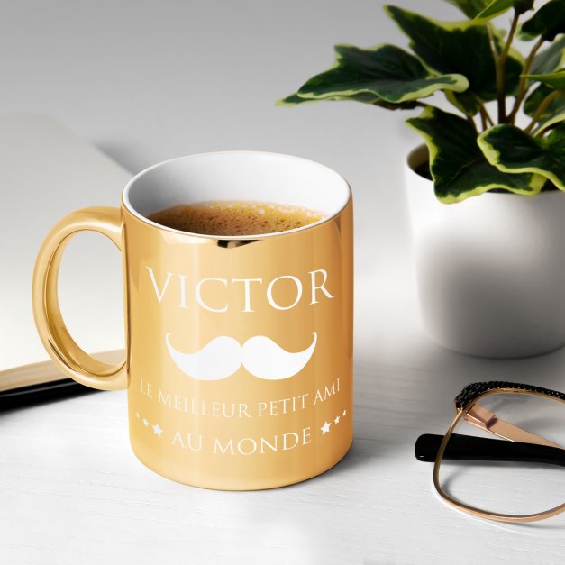 Tasse dorée en céramique avec personnalisation pour copain petit ami st valentin