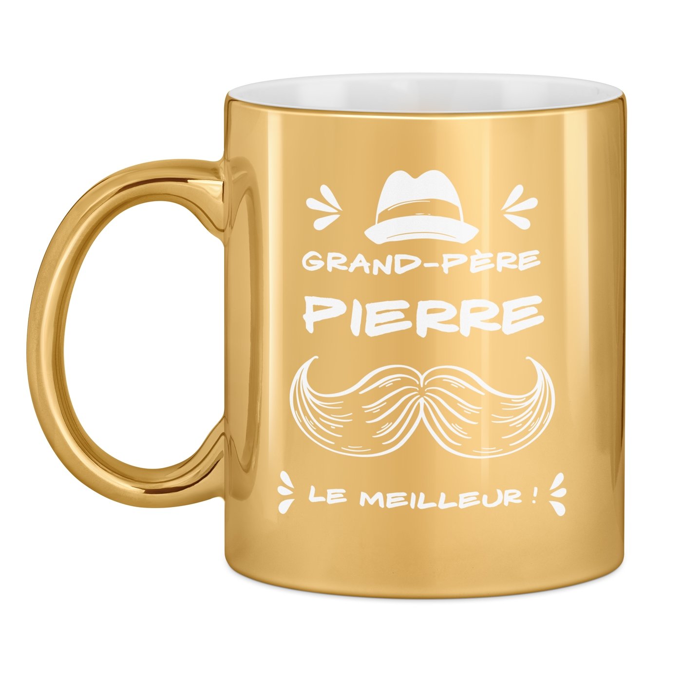 Set de 2 tasses dorées en céramique avec personnalisation pour grand père papy anniversaire