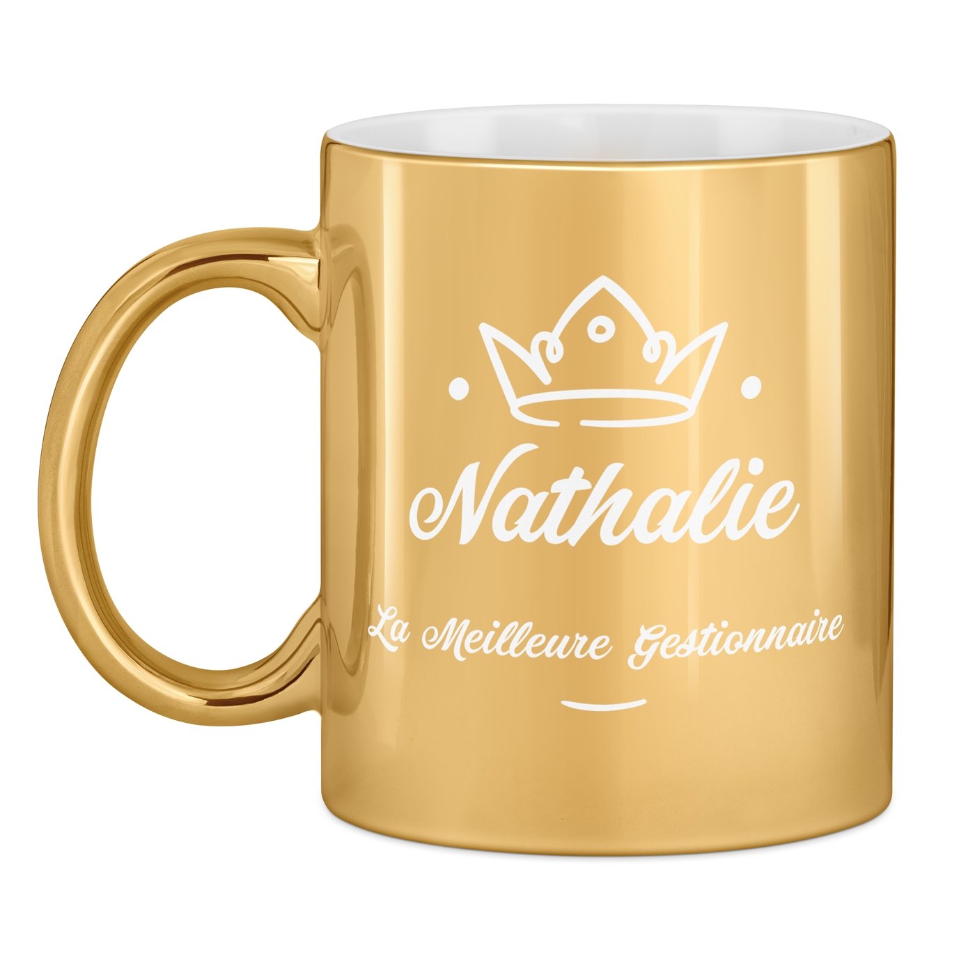 Tasse dorée en céramique avec personnalisation pour directrice gérante collègue promotion