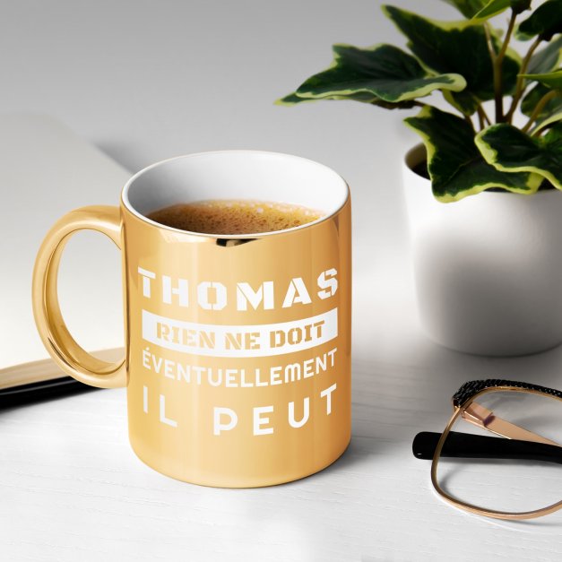 Tasse dorée en céramique avec personnalisation pour lui salarié retraité anniversaire
